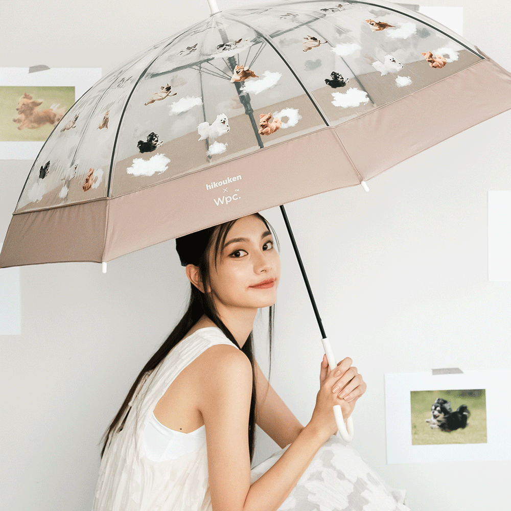 wpc우산 멍브렐라 강아지 튼튼한 투명우산 비닐 장우산 PT-HK01-001